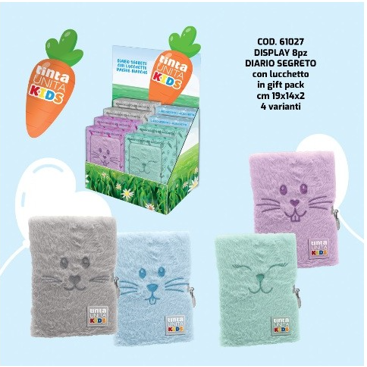Diario segreto in peluche con lucchetto Coniglietto Tinta Unita Bunny Collection